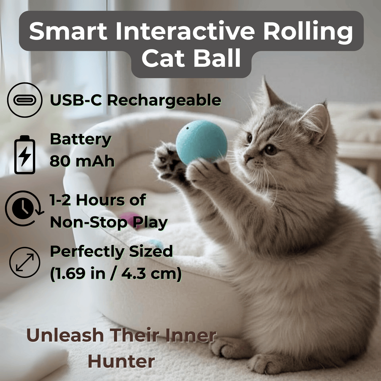 Smart Interactive Rolling Cat Ball - Automatic Electric Toy