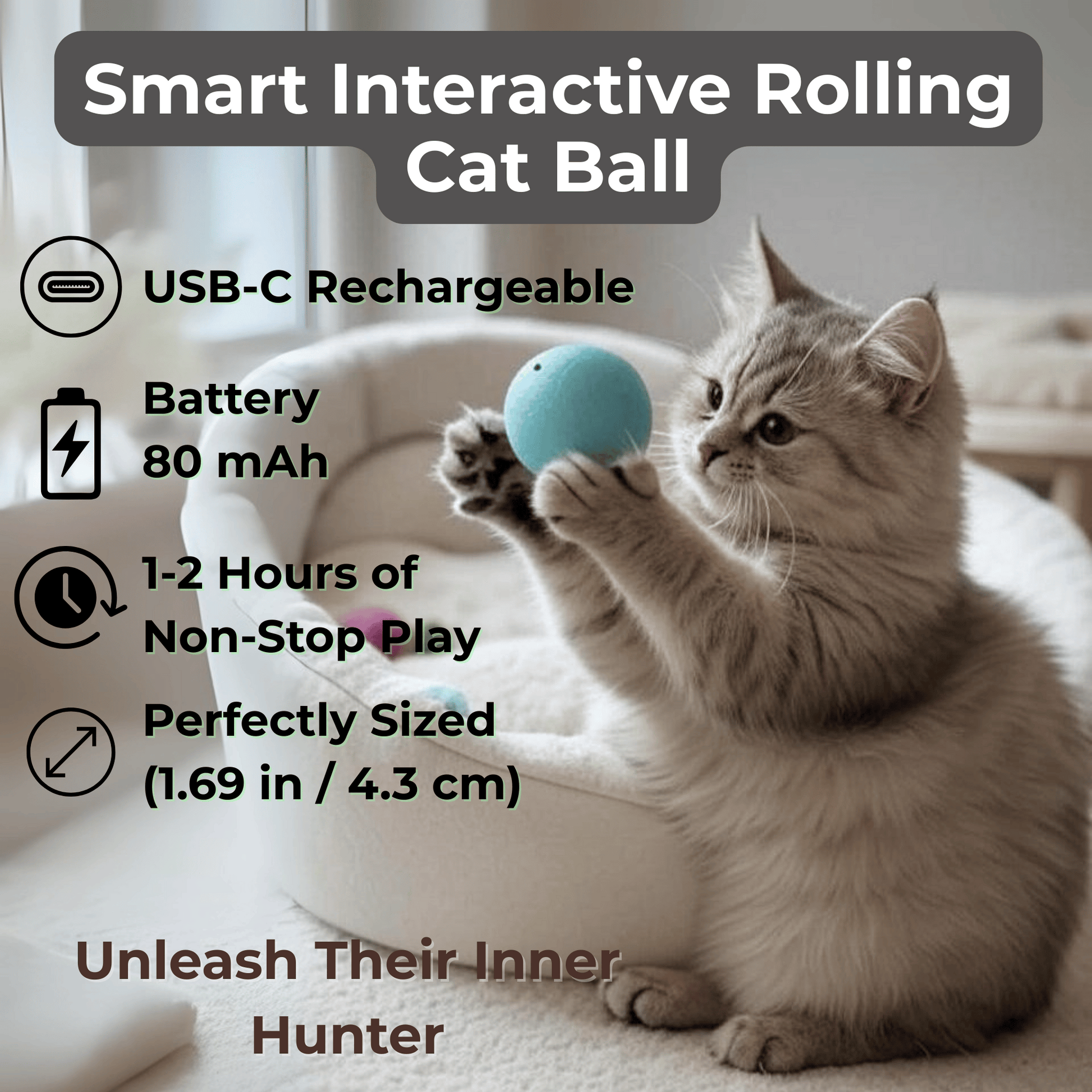 Smart Interactive Rolling Cat Ball - Automatic Electric Toy